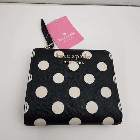 Kate spade small mini zip around  snap wallet black Womens - Picture 2 of 6